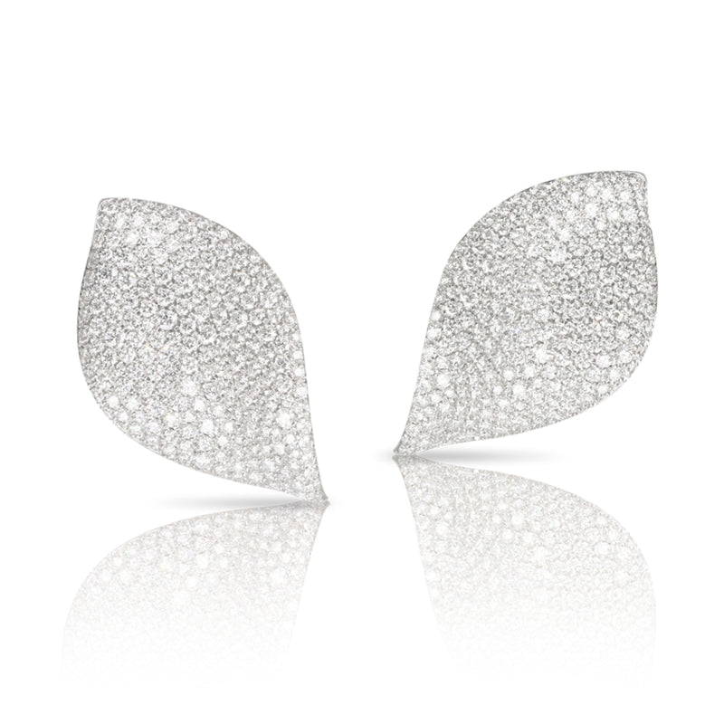 Pasquale Bruni Jewelry - Aleluiá 18K White Gold Pavé Diamond Large Peatal XL Earrings | Manfredi Jewels