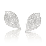 Pasquale Bruni Jewelry - Aleluiá 18K White Gold Pavé Diamond Large Peatal XL Earrings | Manfredi Jewels