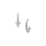 Classic Elegance 18K White Gold Floating Akoya Cultured Pearl & Diamond Hoop Earrings