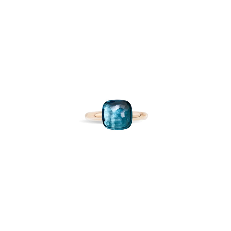 Pomellato Jewelry - Nudo 18K Rose Gold London Blue Topaz Classic Ring | Manfredi Jewels