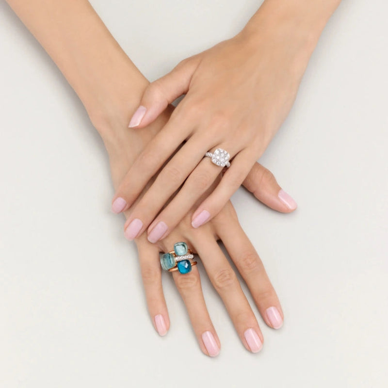 Pomellato Jewelry - Nudo 18K Rose Gold London Blue Topaz Classic Ring | Manfredi Jewels