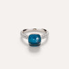 Pomellato Jewelry - Nudo 18K White Gold Blue London Topaz with Diamond Pavé Ring | Manfredi Jewels