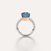 Pomellato Jewelry - Nudo 18K White Gold Blue London Topaz with Diamond Pavé Ring | Manfredi Jewels