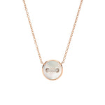 Pomellato Jewelry - Pom Pom Dot 18K Rose Gold White & Grey Mother of Pearl Two-Sided Button Diamond Pendant Necklace | Manfredi Jewels