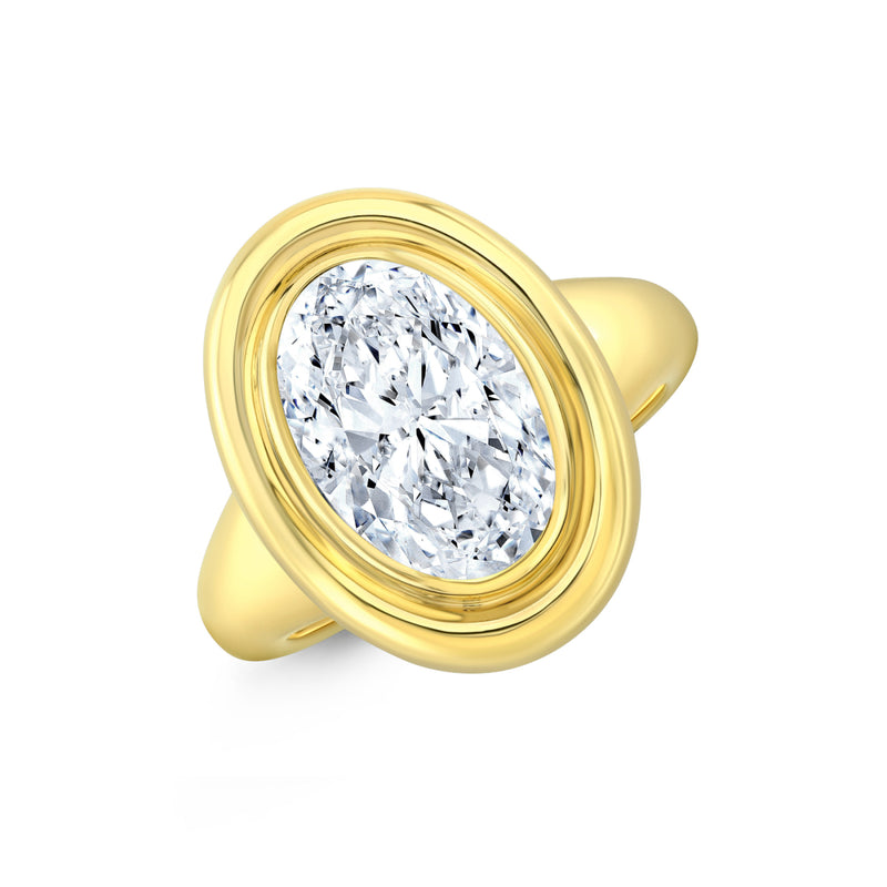 Rahaminov Diamonds Engagement - Oval Cut 1.83 ct 18K Yellow Gold Twin Bezel Movál®️ Diamond Engagement Ring | Manfredi Jewels