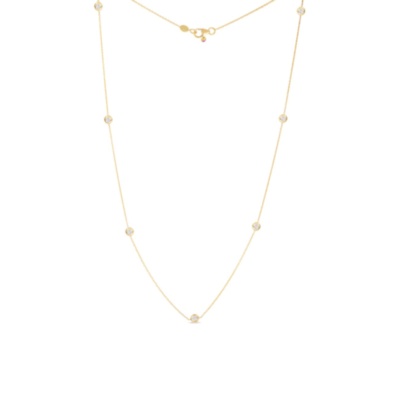 Roberto Coin Jewelry - 18K Yellow Gold Diamonds by the Inch 7 Station Necklace | Manfredi Jewels