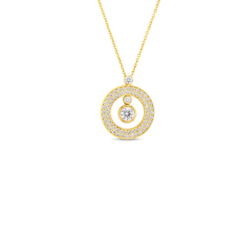 Cento Diamonds 18K Yellow Gold Pave Mini O Diamond Pendant Necklace