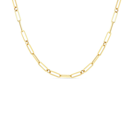 Roberto Coin Jewelry - Designer Gold 18K Yellow Fine Paperclip & Round Link Chain Necklace | Manfredi Jewels