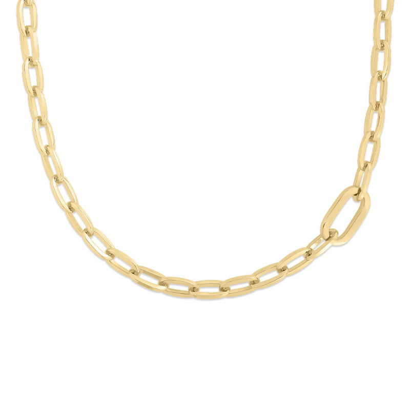 Roberto Coin Jewelry - Designer Gold 18K Yellow Gold Designer Single Large Link Paperclip Chain | Manfredi Jewels