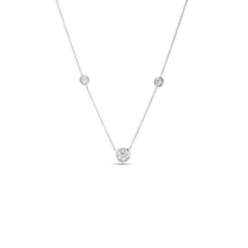 Roberto Coin Jewelry - Diamonds By The Inch 18K White Gold 3 Station Diamond Necklace | Manfredi Jewels