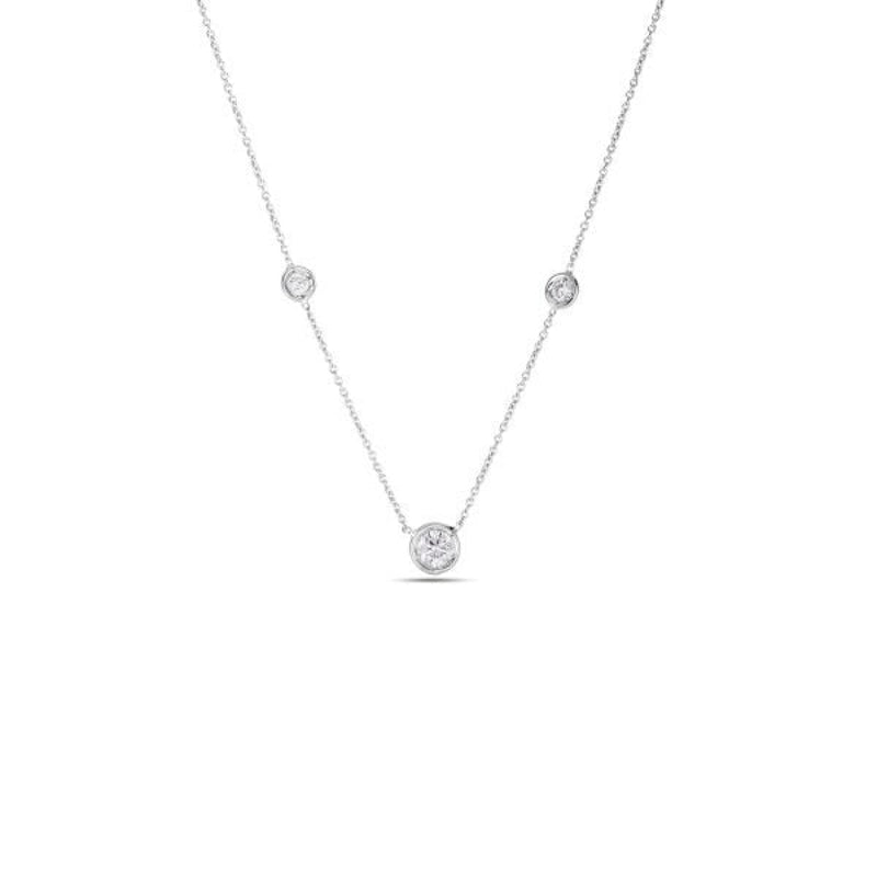 Roberto Coin Jewelry - Diamonds By The Inch 18K White Gold 3 Station Diamond Necklace | Manfredi Jewels