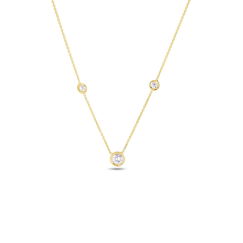 Roberto Coin Jewelry - Diamonds By The Inch 18K Yellow Gold 3 Station Diamond Necklace | Manfredi Jewels