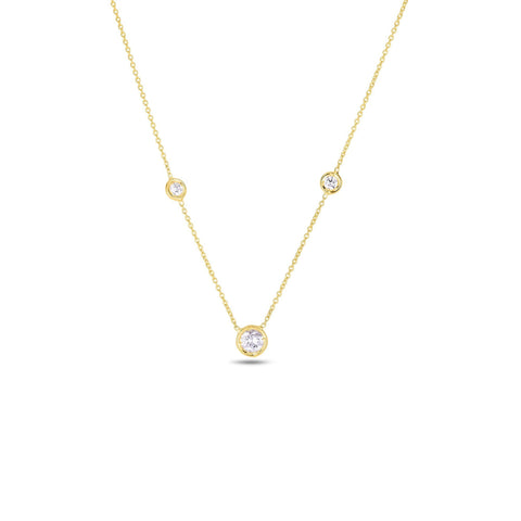 Diamonds By The Inch 18K Yellow Gold 3 Station Diamond Necklace