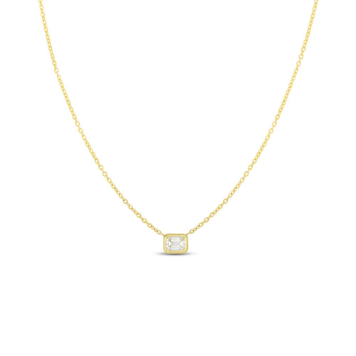 Roberto Coin Jewelry - Diamonds By The Inch 18K Yellow Gold Emerald Cut Diamond Pendant Necklace | Manfredi Jewels