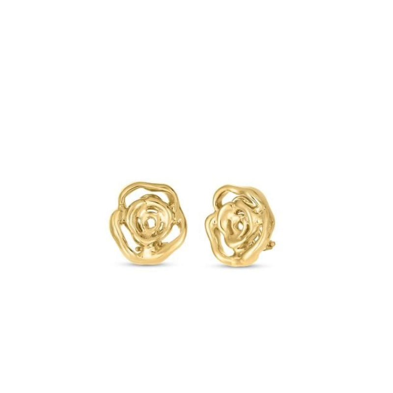 Roberto Coin Jewelry - Perfect 18K Yellow Gold Designer Gold Medium Melted Rose Earrings | Manfredi Jewels