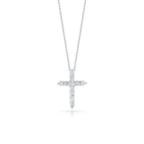 Tiny Treasures 18K White Gold Diamond Cross Necklace