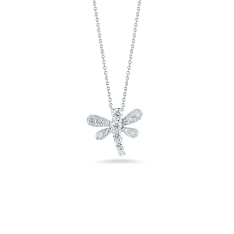 Tiny Treasures 18K White Gold Diamond Dragonfly Pendant Necklace