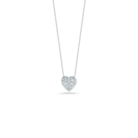 Tiny Treasures 18K White Gold Diamond Puffed Heart Necklace