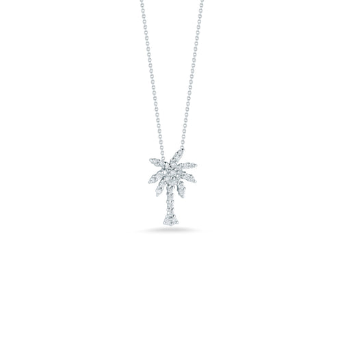 Roberto Coin Jewelry - Tiny Treasures 18K White Gold Palm Tree Diamond Small Necklace | Manfredi Jewels