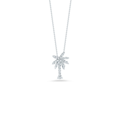 Tiny Treasures 18K White Gold Palm Tree Diamond Small Necklace