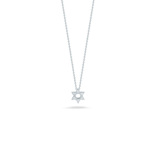 Roberto Coin Jewelry - Tiny Treasures 18K White Gold Star of David Diamond Necklace | Manfredi Jewels