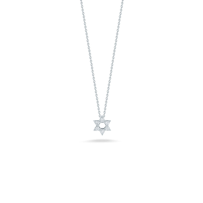 Roberto Coin Jewelry - Tiny Treasures 18K White Gold Star of David Diamond Necklace | Manfredi Jewels