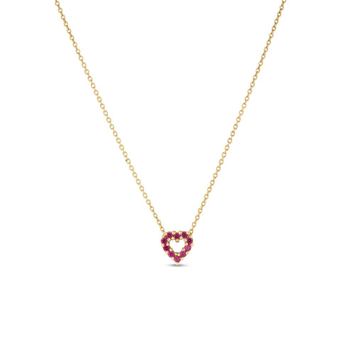 Roberto Coin Jewelry - Tiny Treasures 18K Yellow Gold Ruby & Diamond Reversible Heart Necklace | Manfredi Jewels