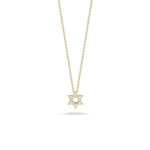 Roberto Coin Jewelry - Tiny Treasures 18K Yellow Gold Star of David Diamond Necklace | Manfredi Jewels