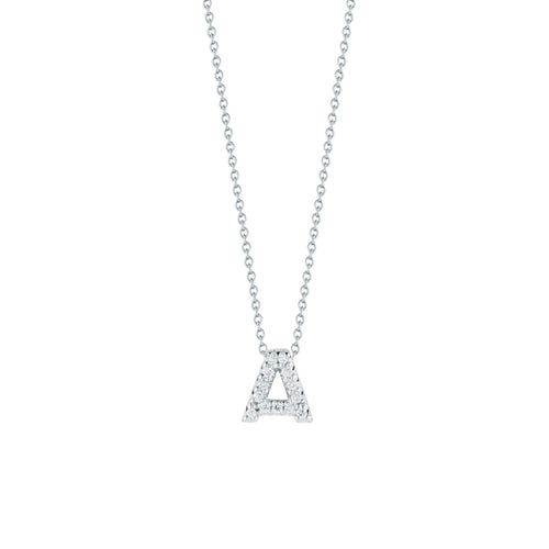 Roberto Coin Jewelry - Tiny Treasures Diamonds Love Letter “A” 18K White Gold Necklace | Manfredi Jewels