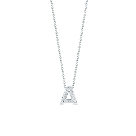 Tiny Treasures Diamonds Love Letter “A” 18K White Gold Necklace