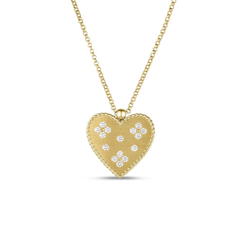 Roberto Coin Jewelry - Venetian Princess 18K Yellow Gold Diamond Heart Medium Medallion Pendant Necklace | Manfredi Jewels