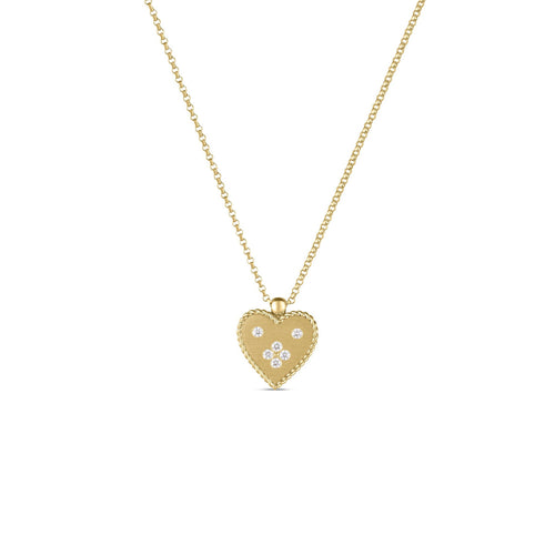 Roberto Coin Jewelry - Venetian Princess 18K Yellow Gold Diamond Heart Small Medallion Pendant Necklace (Copy) | Manfredi Jewels