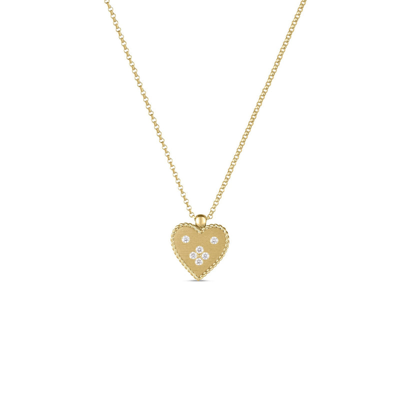 Roberto Coin Jewelry - Venetian Princess 18K Yellow Gold Diamond Heart Small Medallion Pendant Necklace (Copy) | Manfredi Jewels