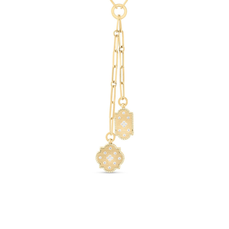 Roberto Coin Jewelry - Venetian Princess 18K Yellow Gold Double Diamond Medallion Necklace | Manfredi Jewels