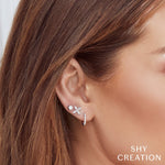 Shy Creation Jewelry - 14K White Gold 0.16ct Diamond Flower Stud Earring | Manfredi Jewels