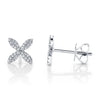 Shy Creation Jewelry - 14K White Gold 0.16ct Diamond Flower Stud Earring | Manfredi Jewels