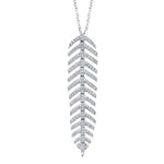 Shy Creation Jewelry - 14K White Gold 0.29ct Diamond Feather Necklace | Manfredi Jewels