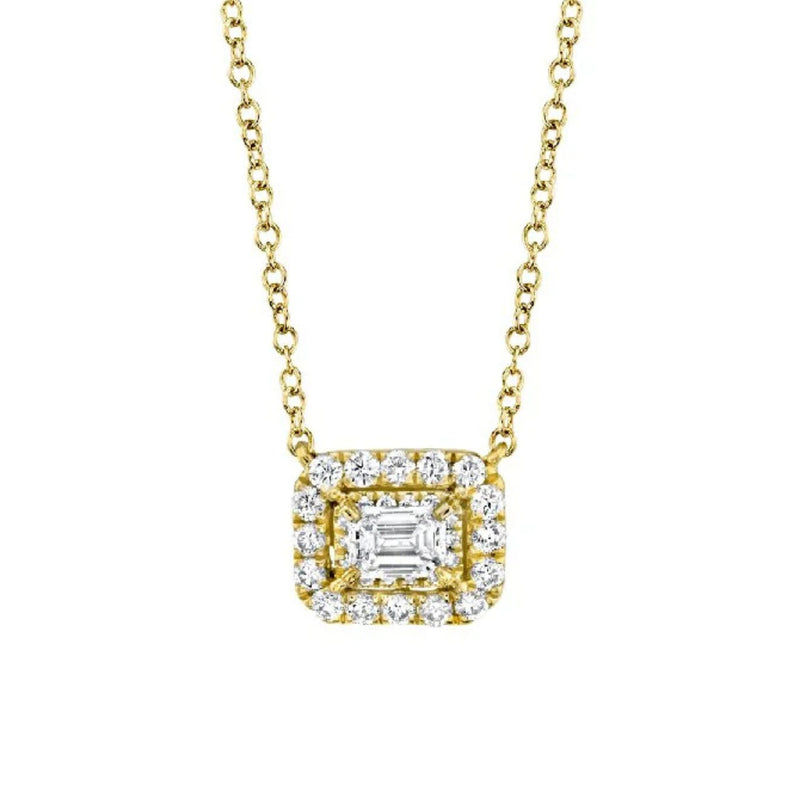 Shy Creation Jewelry - 14K White Gold Emerald Cut Diamond Necklace | Manfredi Jewels