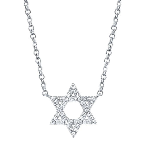 Shy Creation Jewelry - 14K WhiteGold 0.11 ct Diamond Star of David Necklace | Manfredi Jewels