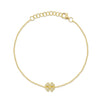 Shy Creation Jewelry - 14K Yellow Gold 0.05ct Diamond Clover Bracelet | Manfredi Jewels