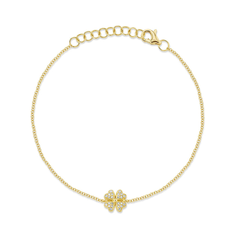 Shy Creation Jewelry - 14K Yellow Gold 0.05ct Diamond Clover Bracelet | Manfredi Jewels