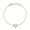 Shy Creation Jewelry - 14K Yellow Gold 0.09ct Diamond and 0.56ct Mother of Pearl Heart Bracelet | Manfredi Jewels