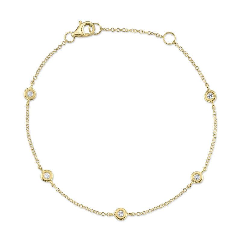 Shy Creation Jewelry - 14K Yellow Gold 0.13ct Diamonds by the Yard Bracelet | Manfredi Jewels