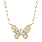 Shy Creation Jewelry - 14K Yellow Gold 0.23ct Diamond Marquise Butterfly Necklace | Manfredi Jewels