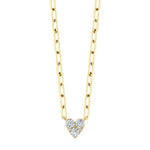 Shy Creation Jewelry - 14K Yellow Gold 0.41 ct Diamond Heart Paperclip Link Necklace | Manfredi Jewels