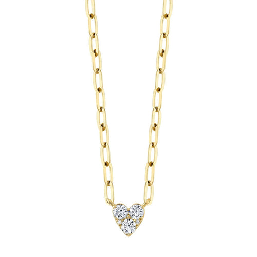 Shy Creation Jewelry - 14K Yellow Gold 0.41 ct Diamond Heart Paperclip Link Necklace | Manfredi Jewels