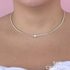 Shy Creation Jewelry - 14K Yellow Gold 2.89 ct Diamond Bezel Tennis Necklace | Manfredi Jewels