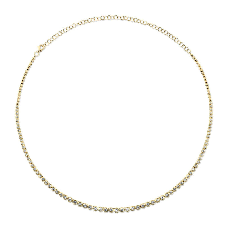 Shy Creation Jewelry - 14K Yellow Gold 2 ct Diamond Bezel Tennis Necklace | Manfredi Jewels