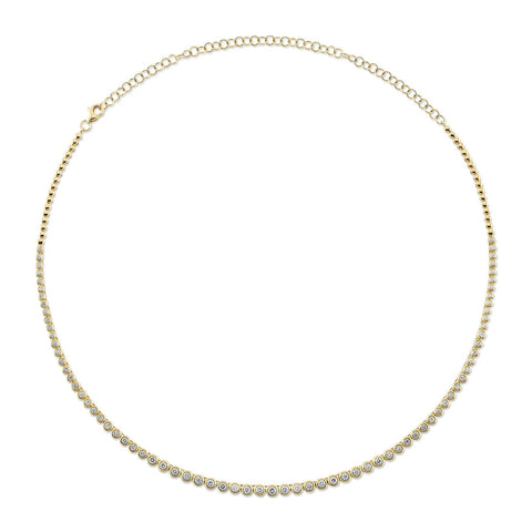 14K Yellow Gold 2 ct Diamond Bezel Tennis Necklace