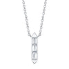 Shy Creation Jewelry - Bailey 14K White Gold 0.18 ct Diamond Baguette Cut Pendant Necklace | Manfredi Jewels